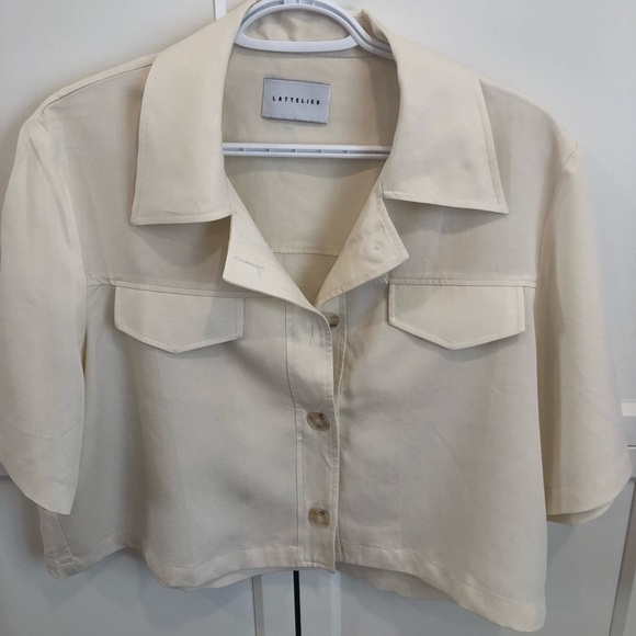 Linen blend cropped shirt from Lattelier - Picture 8 of 10